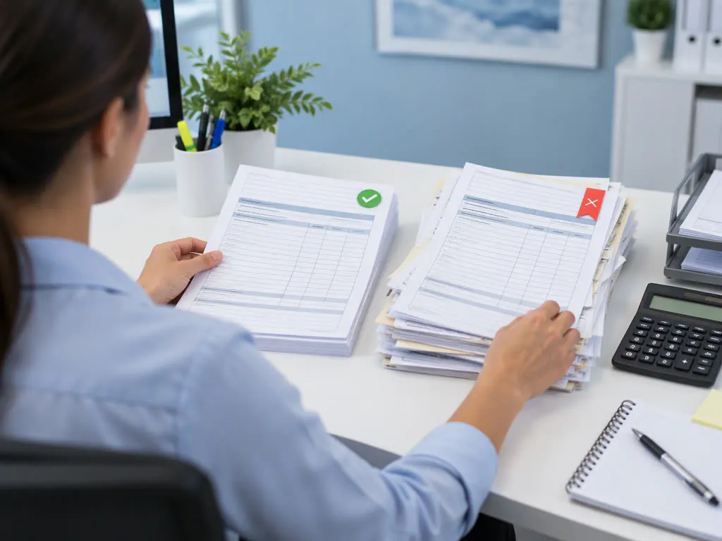Billing specialist comparing clean and rejected ModivCare claim submissions side by side